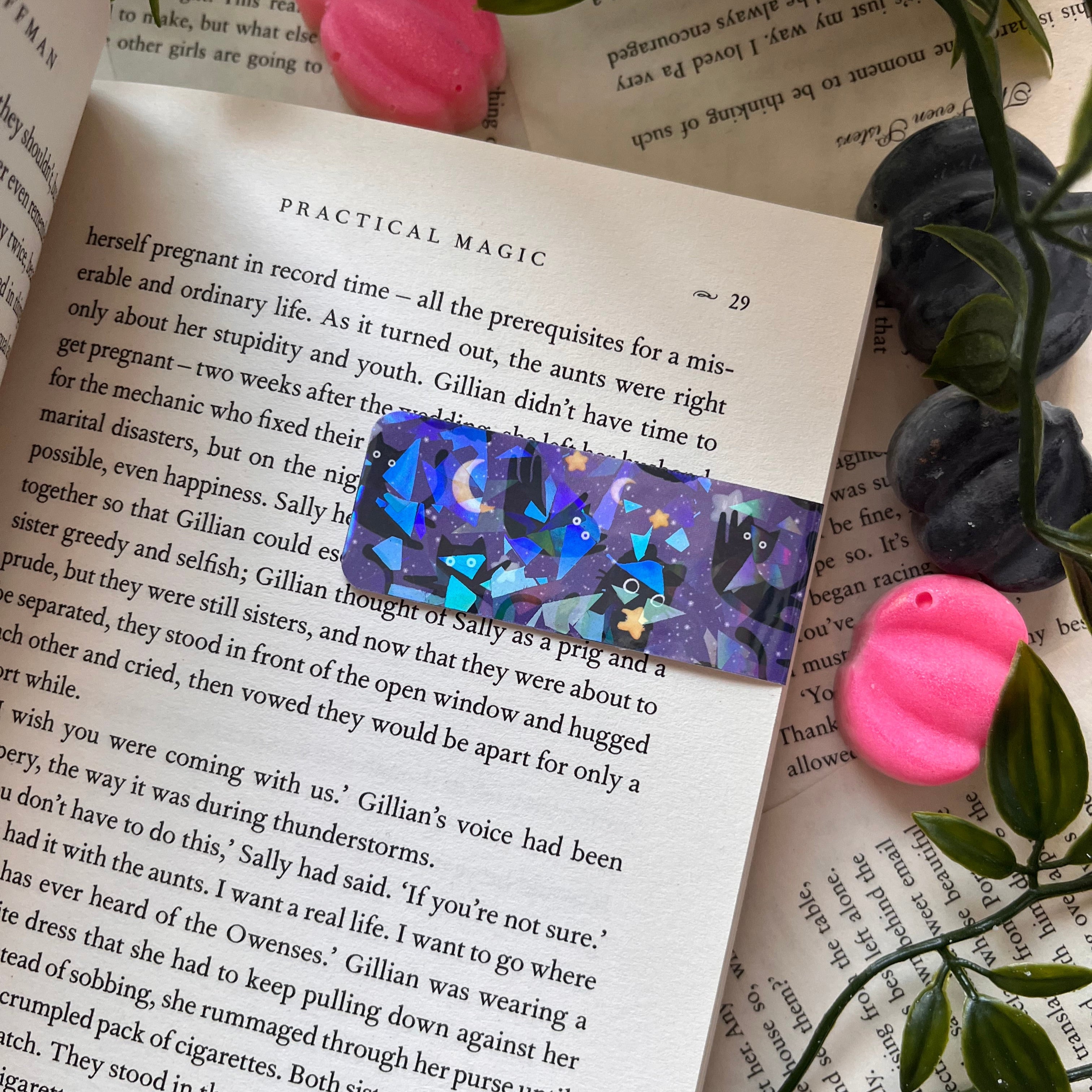 Mini Galactic Cats Purple Magnetic Bookmark