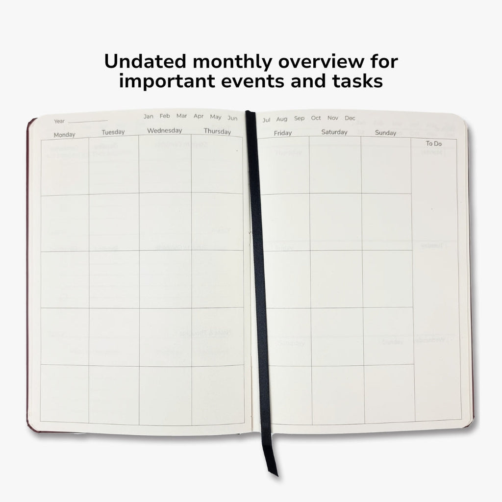 Undated Yearly Productivity Planner - Blue