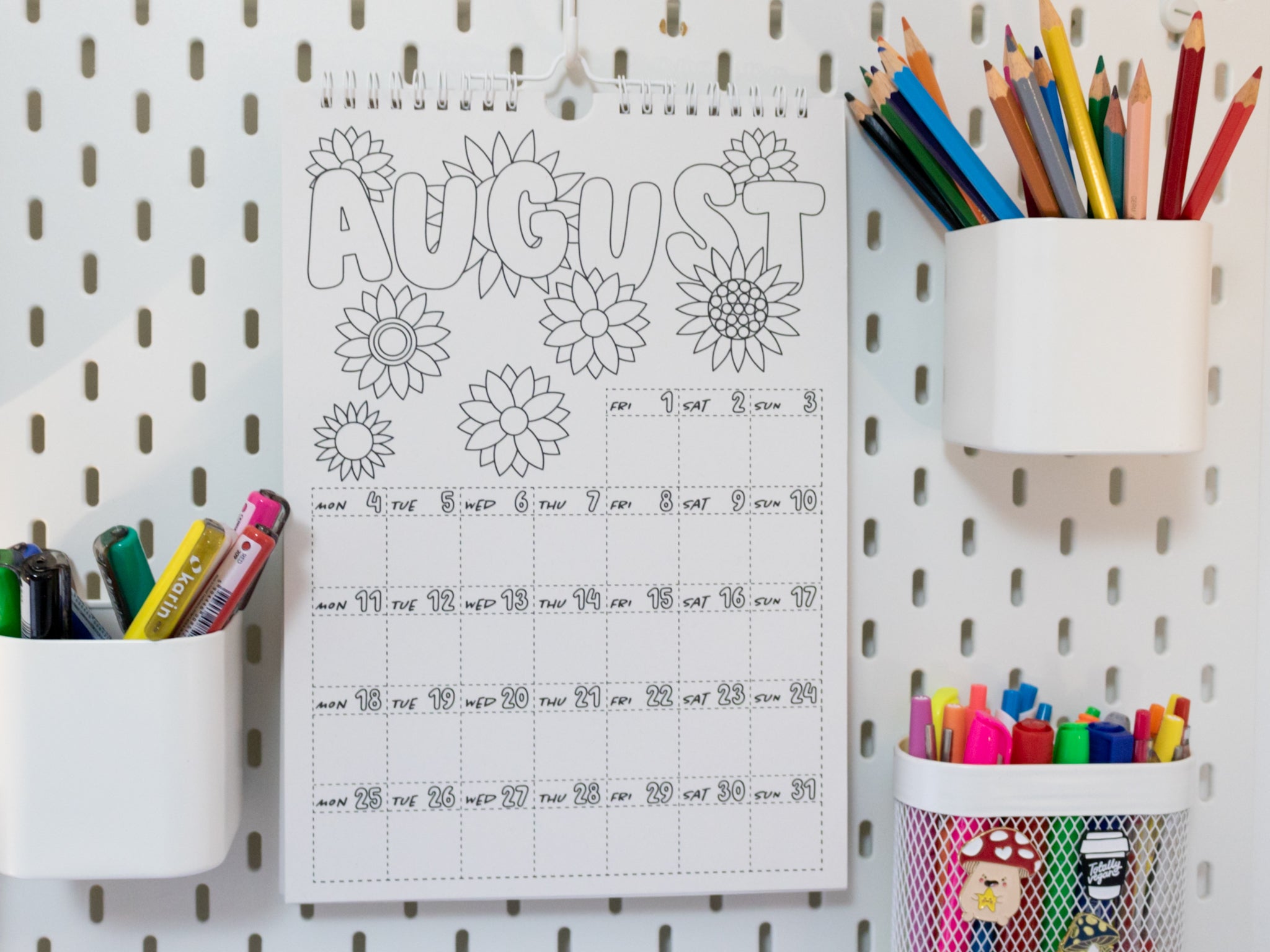 2026 Colouring Wall Calendar with Journal Prompts