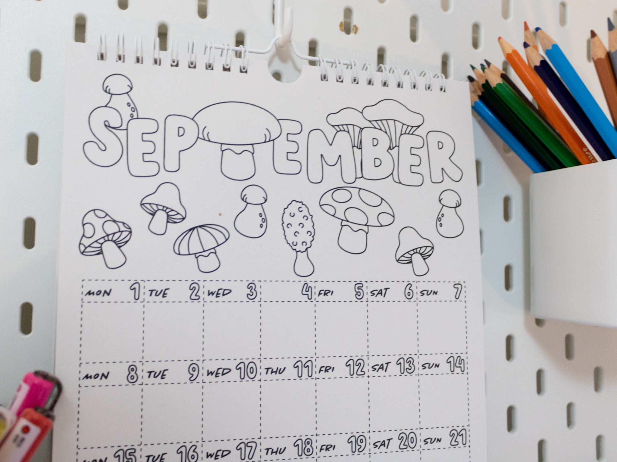 2026 Colouring Wall Calendar with Journal Prompts