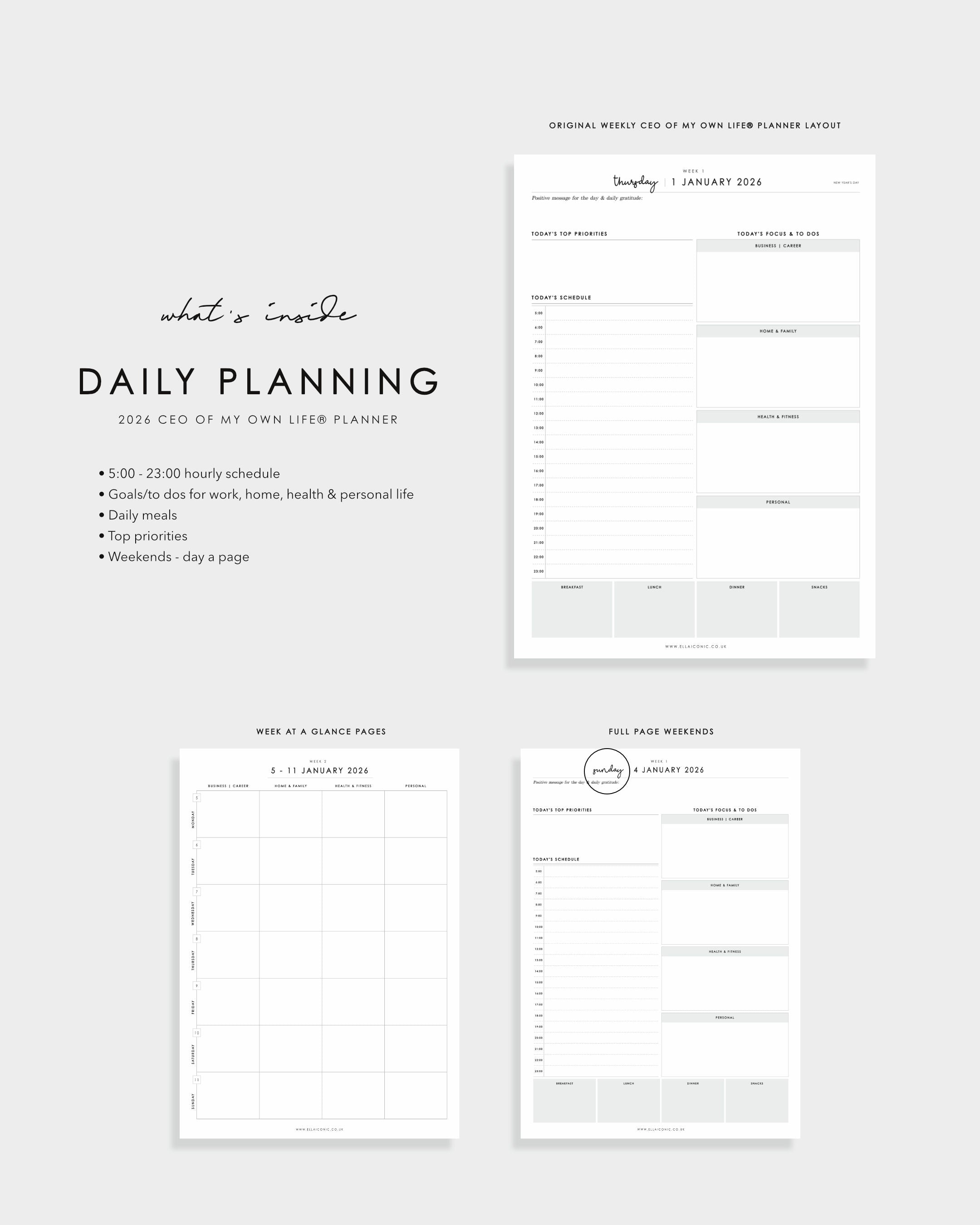 2026 Daily Life Planner • CEO of My Own Life® • Black