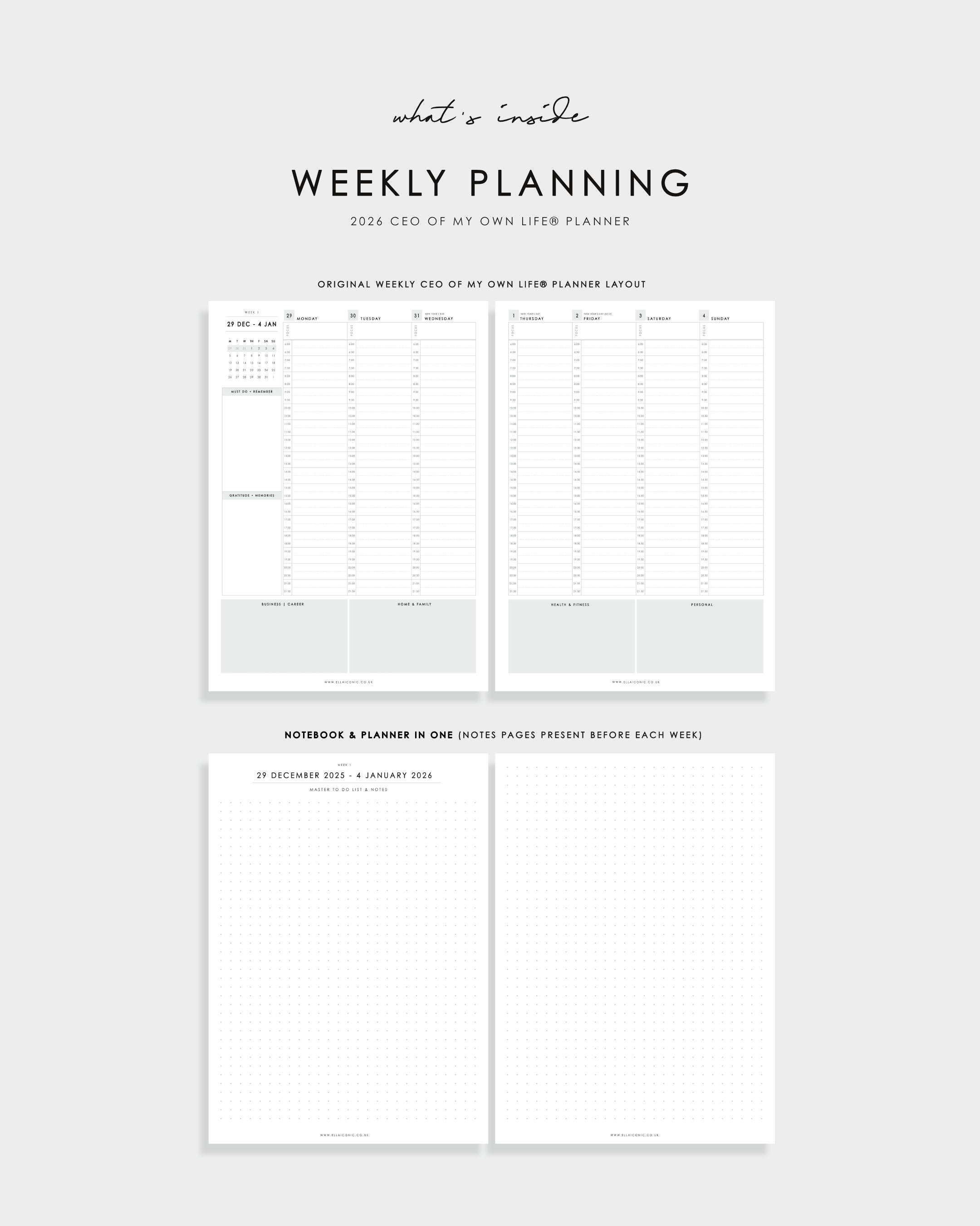 2026 Weekly Life Planner • CEO of My Own Life® • Rouge