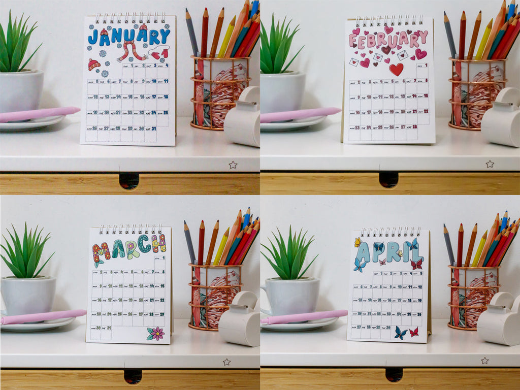 2026 Colourful Mini Desk Calendar with Journal Prompts