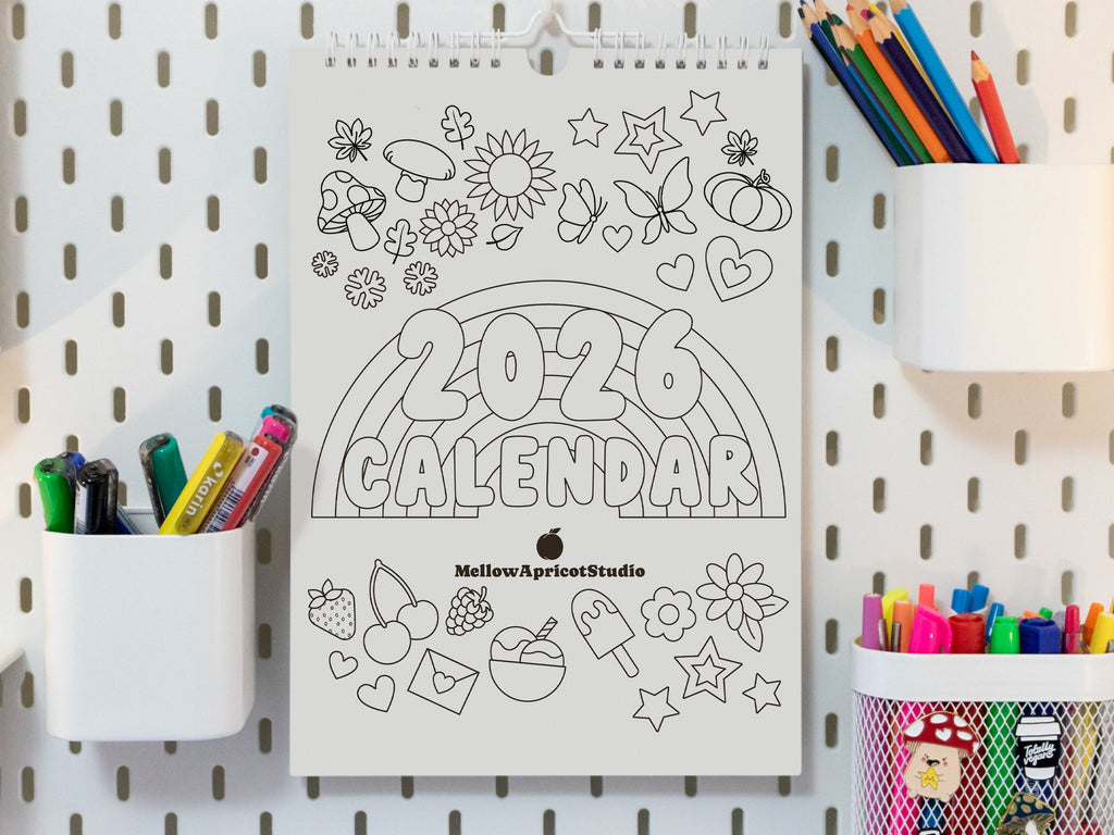 2026 Colouring Wall Calendar with Journal Prompts