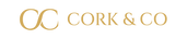 Gold 'CC Cork & Co' logo on a white background