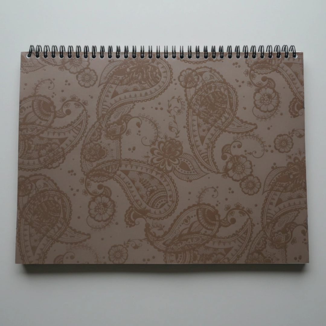 A4 Wiro Weekly Planner – Earthtones Paisley (Edition 4) | Undated | 55 Weeks + Habit Tracker - Cork & Co