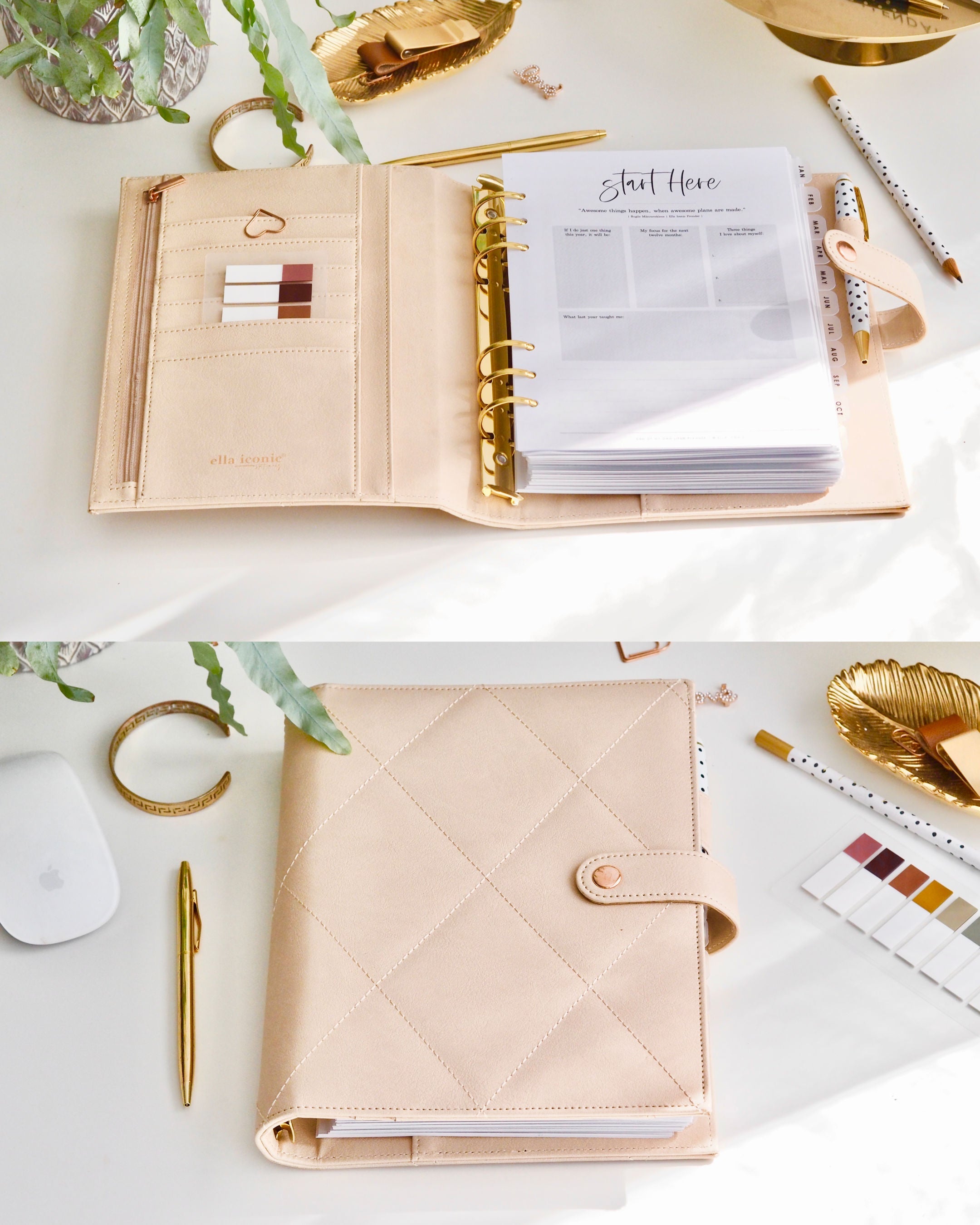 Vegan Leather A5 Ring Binder • Cream