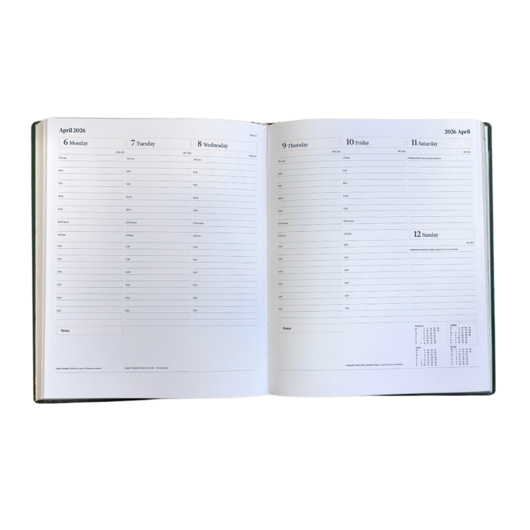2026 Desk Diary - Week-to-View Planner - Claret (DCC-26)