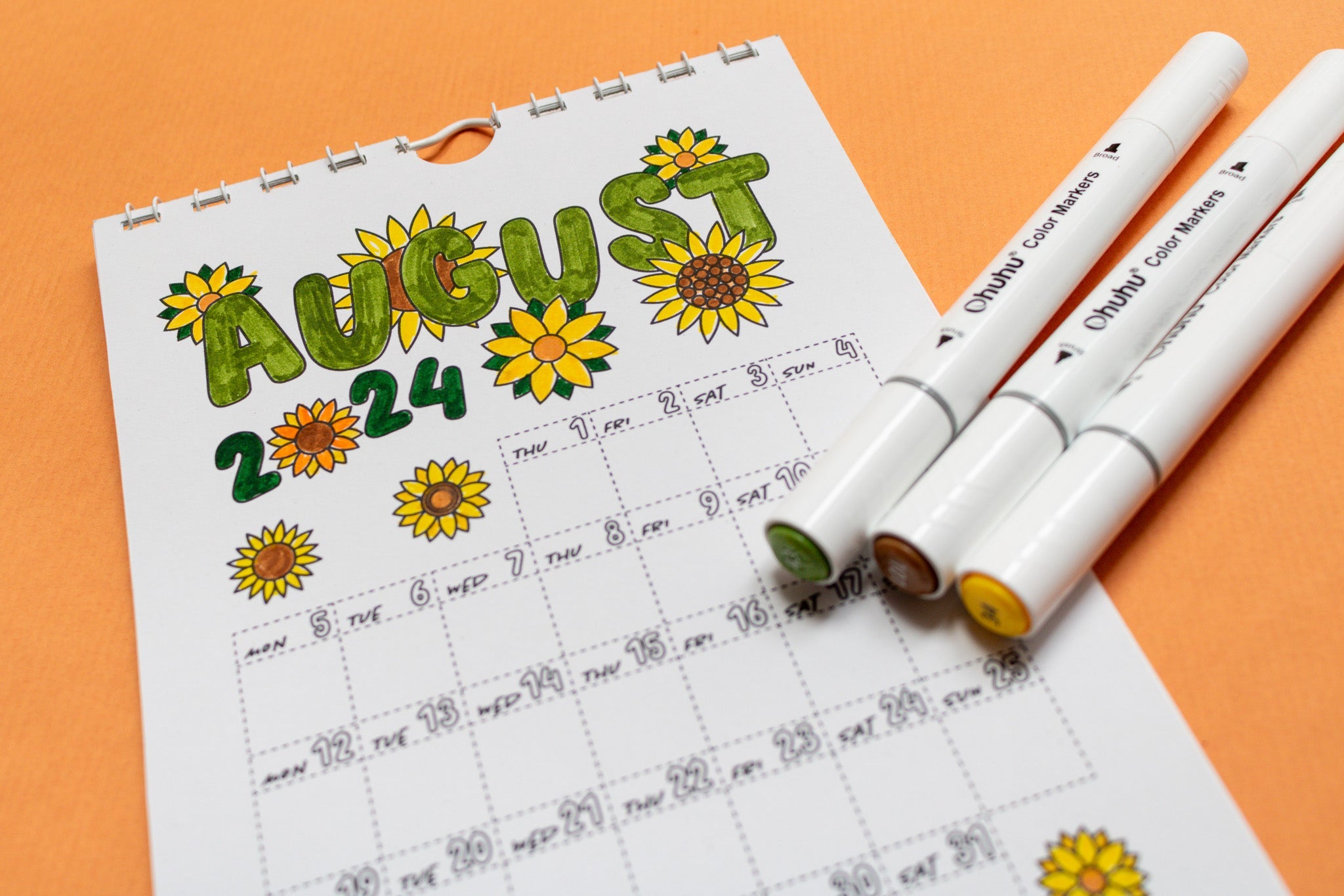 2026 Colouring Wall Calendar with Journal Prompts