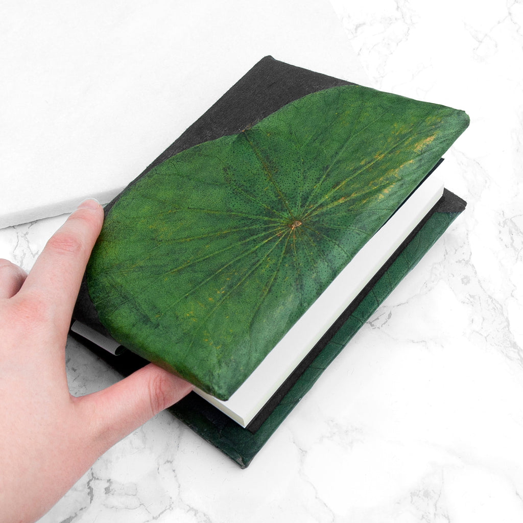 A6 Vegan Leather Lotus Leaf Notebook