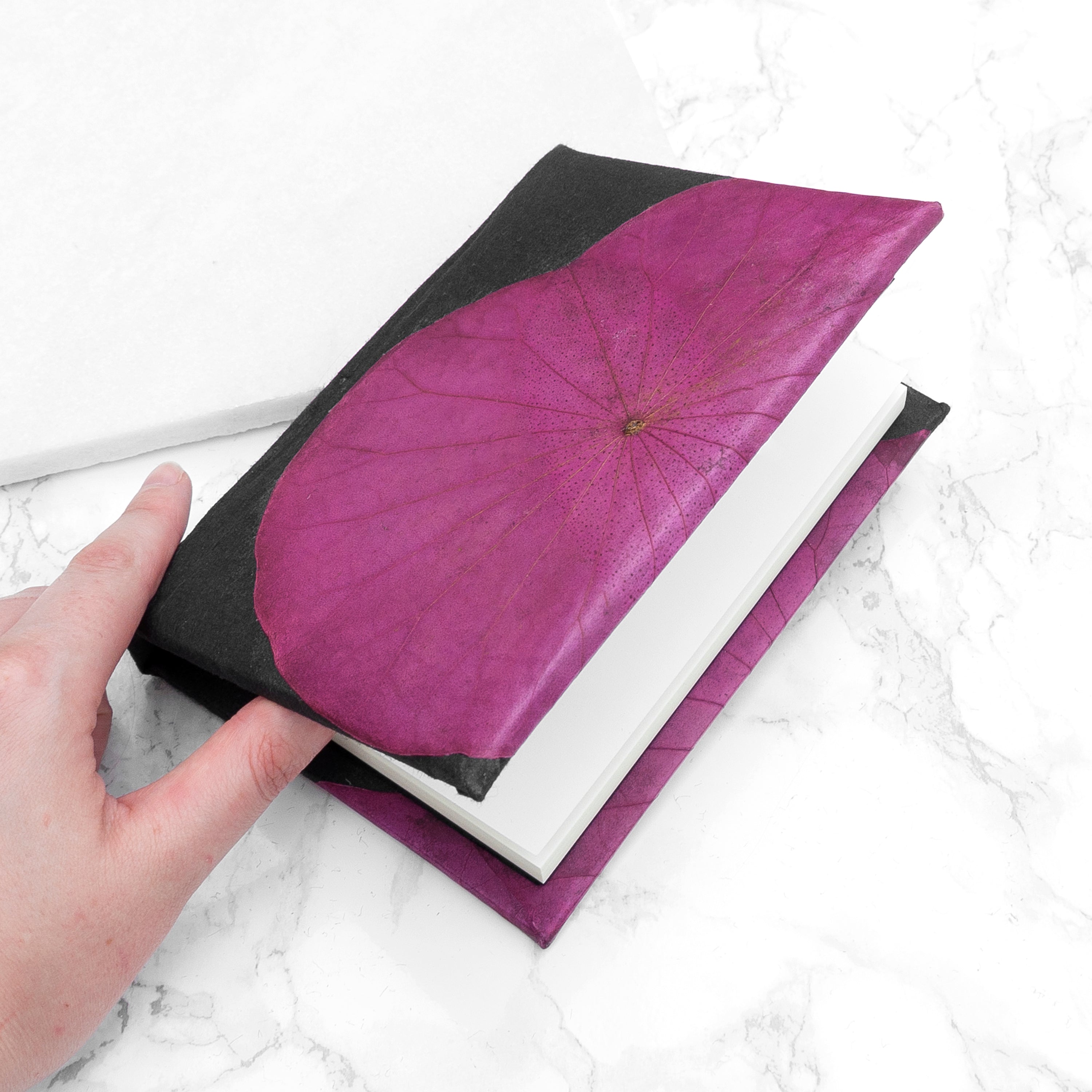 A6 Vegan Leather Lotus Leaf Notebook