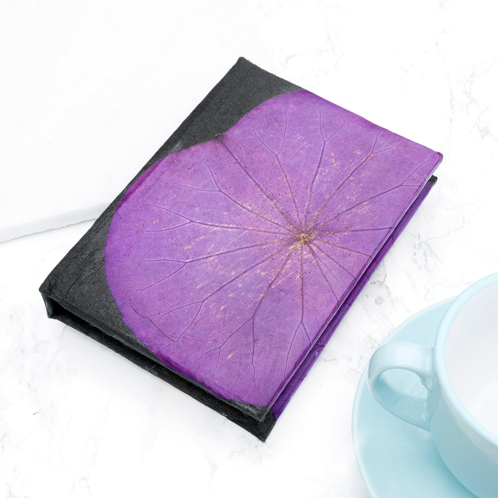 A6 Vegan Leather Lotus Leaf Notebook