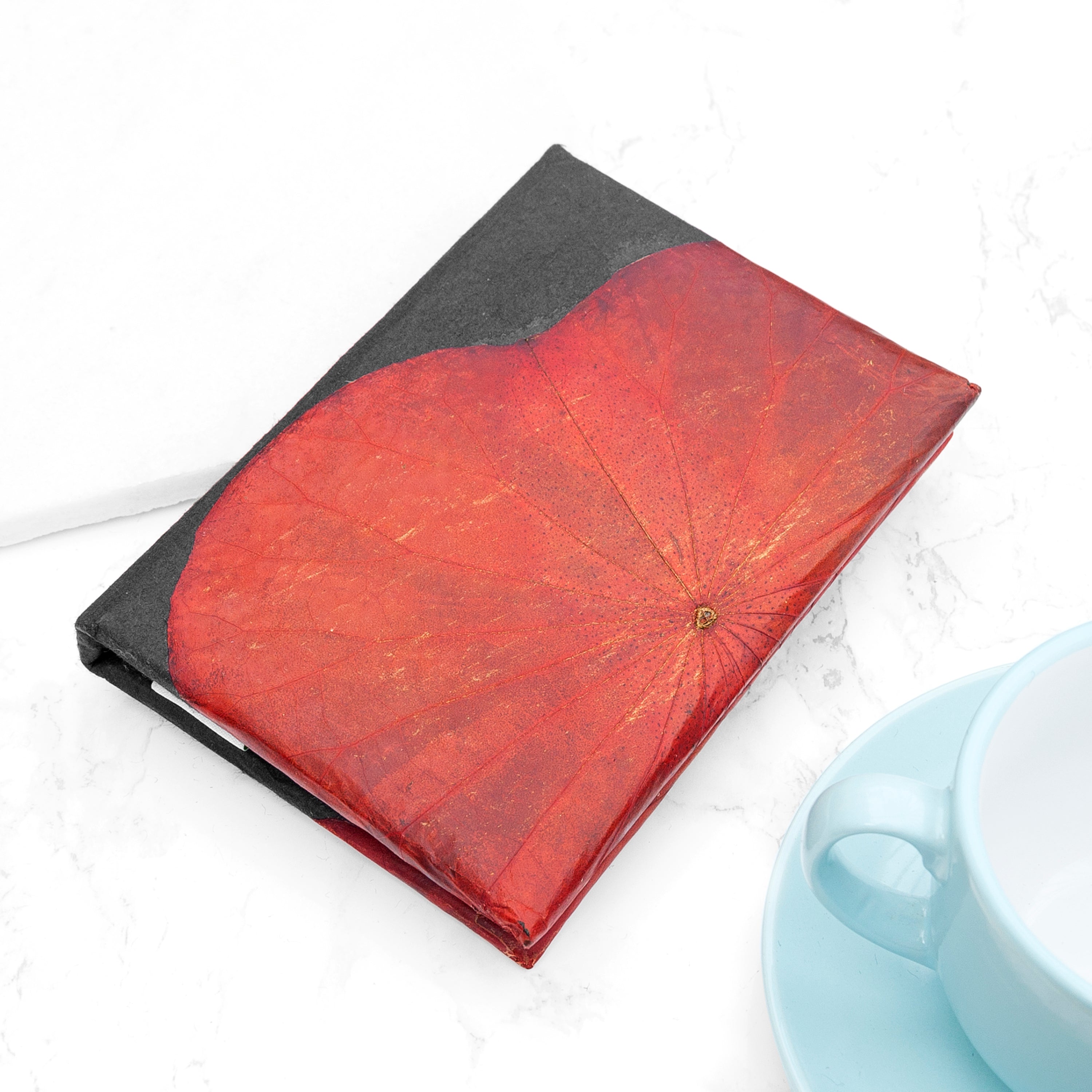 A6 Vegan Leather Lotus Leaf Notebook
