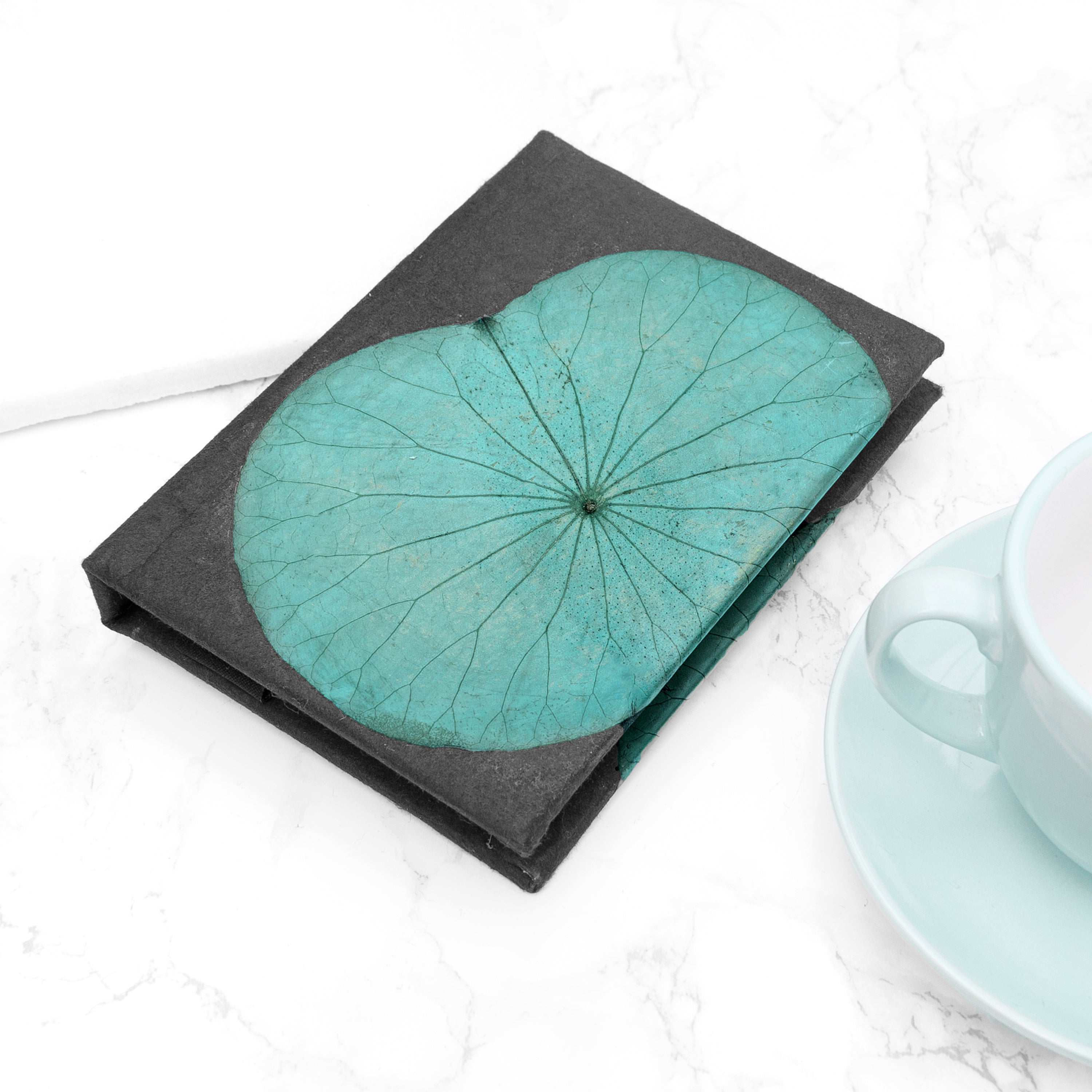 A6 Vegan Leather Lotus Leaf Notebook