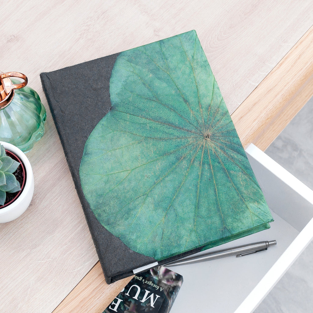 A6 Vegan Leather Lotus Leaf Notebook