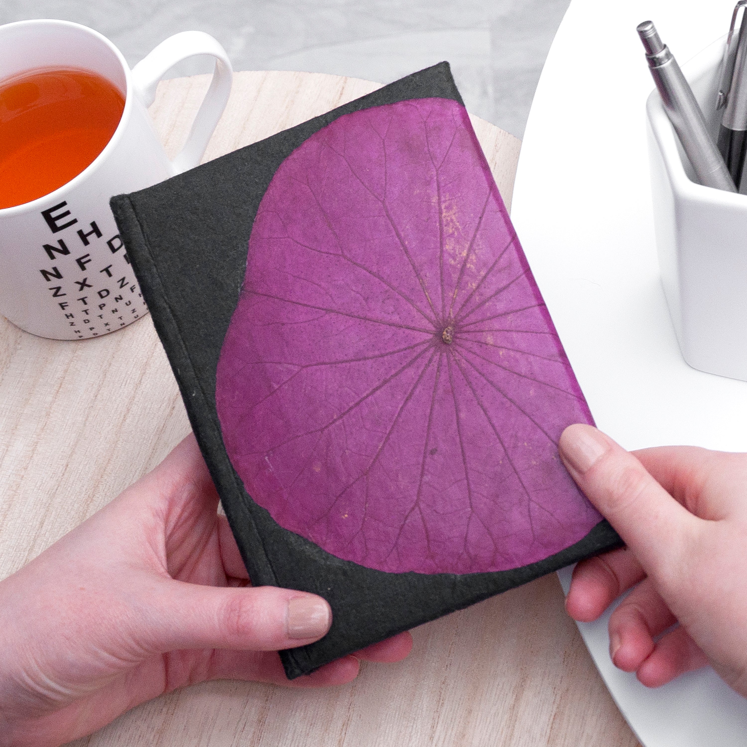 A6 Vegan Leather Lotus Leaf Notebook