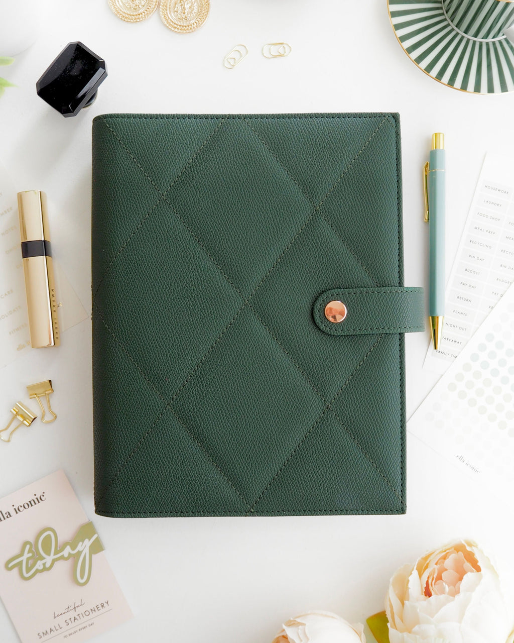 Vegan Leather A5 Ring Binder •  Deep Green