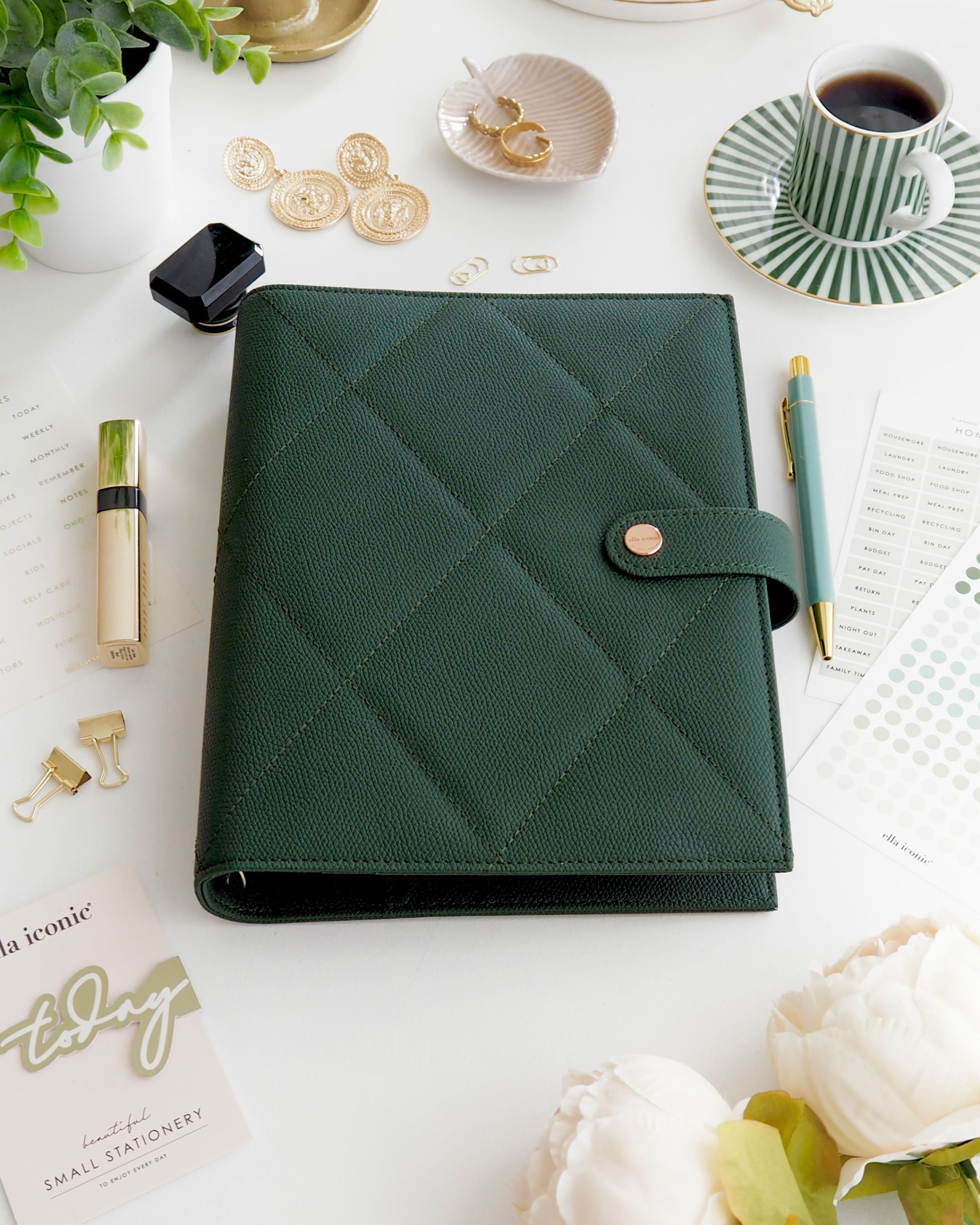 Vegan Leather A5 Ring Binder •  Deep Green