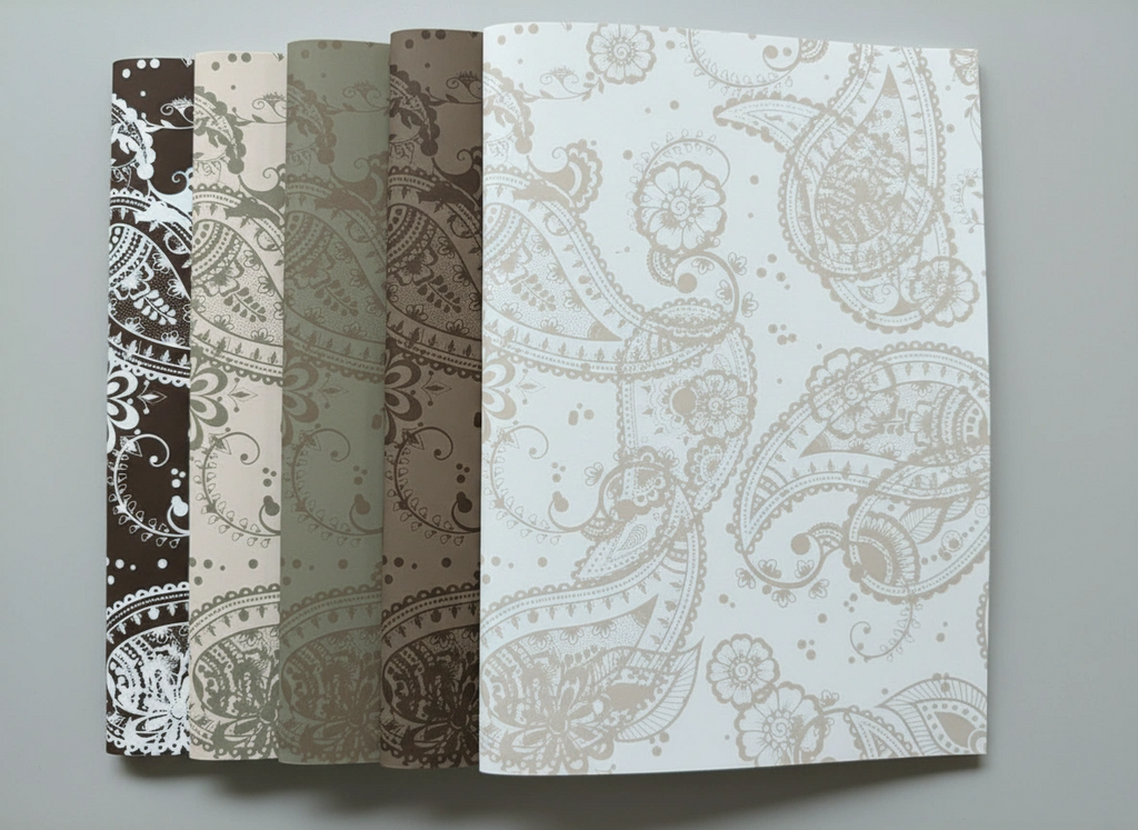 A4 Study Notebook Set – Earthtone Edition (Paisley Design) | 5-Pack - Cork & Co