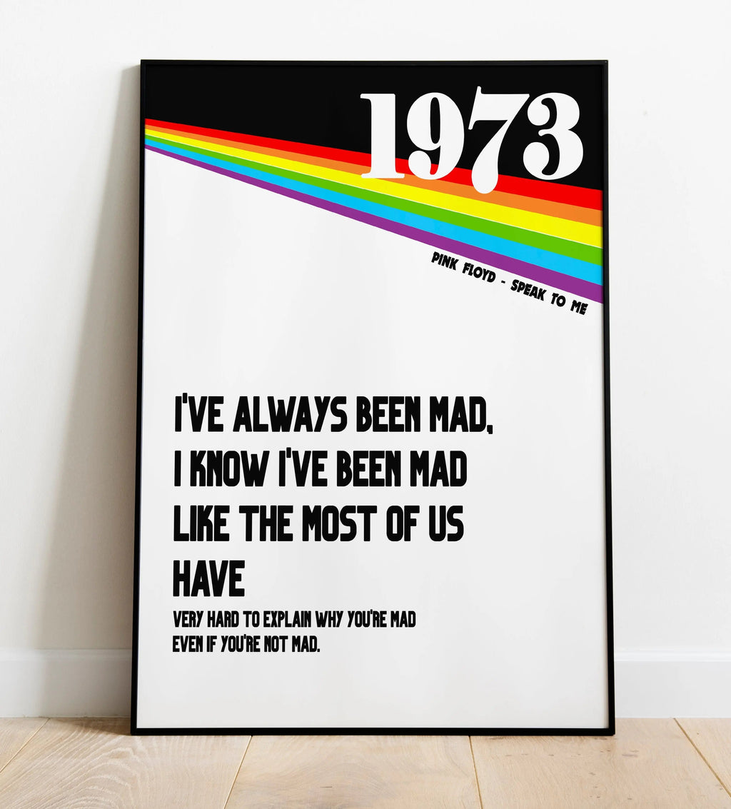 Inspired by Pink Floyd | 1973 Lyric Art Print Poster