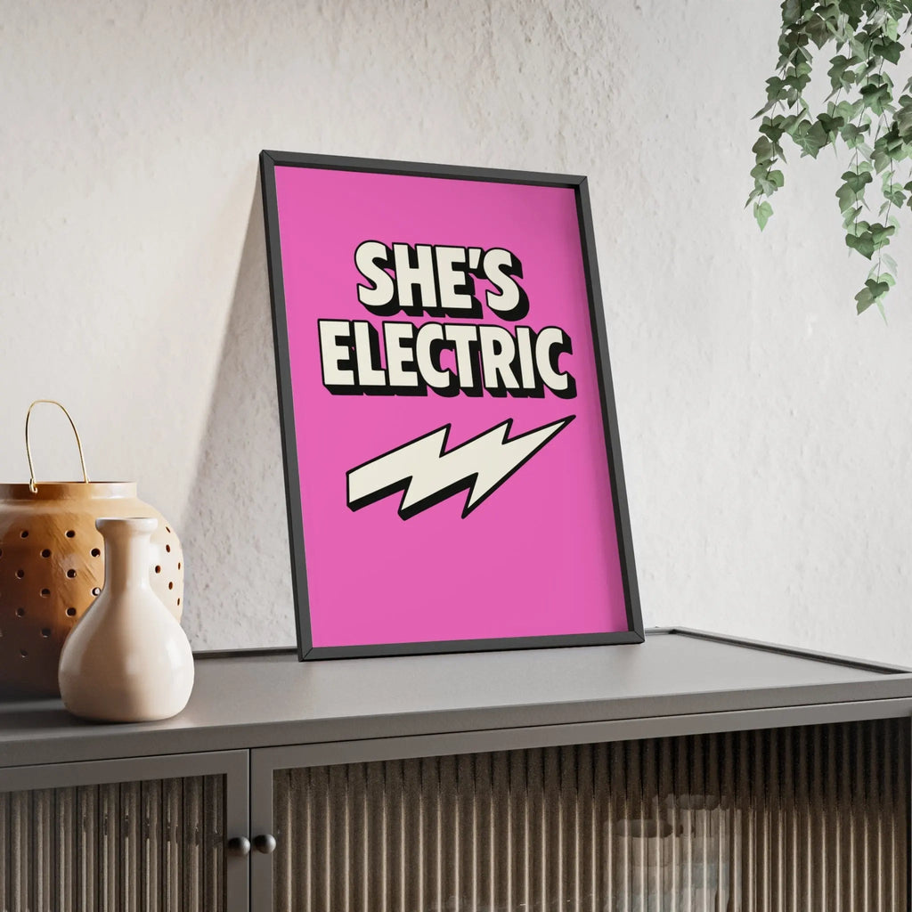 She’s Electric Poster | Bold Pink Oasis Inspired Wall Art