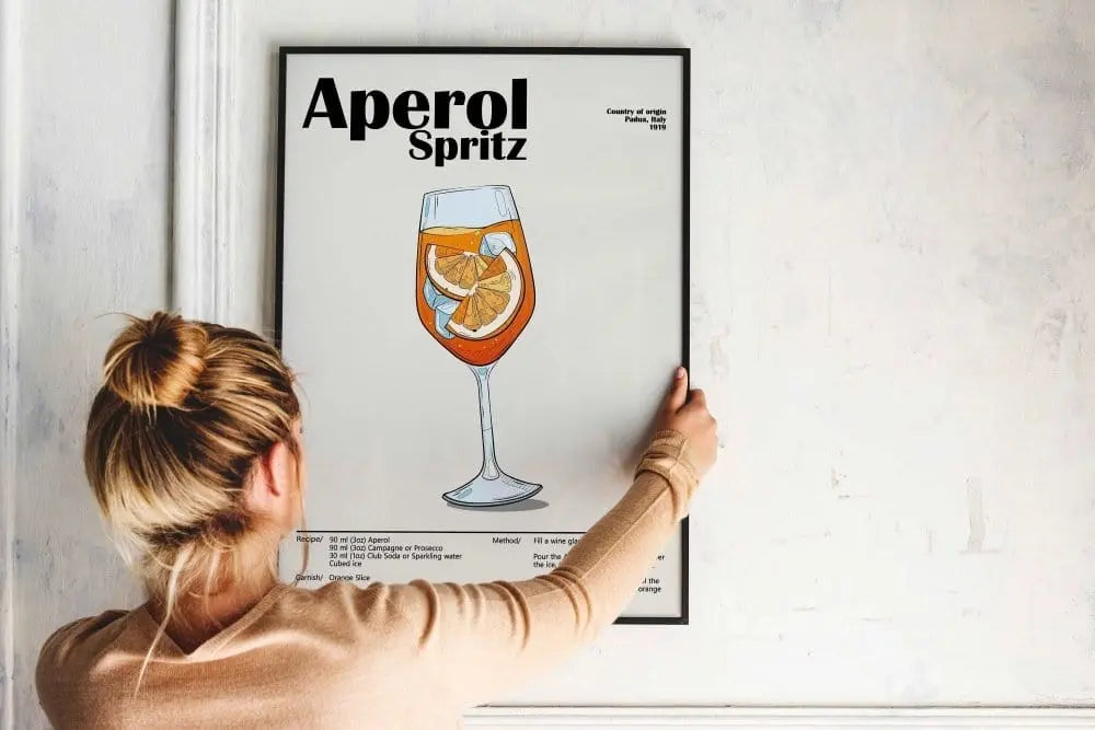 Aperol Spritz Cocktail Poster – Modern Bar Wall Art – Framed or Unframed