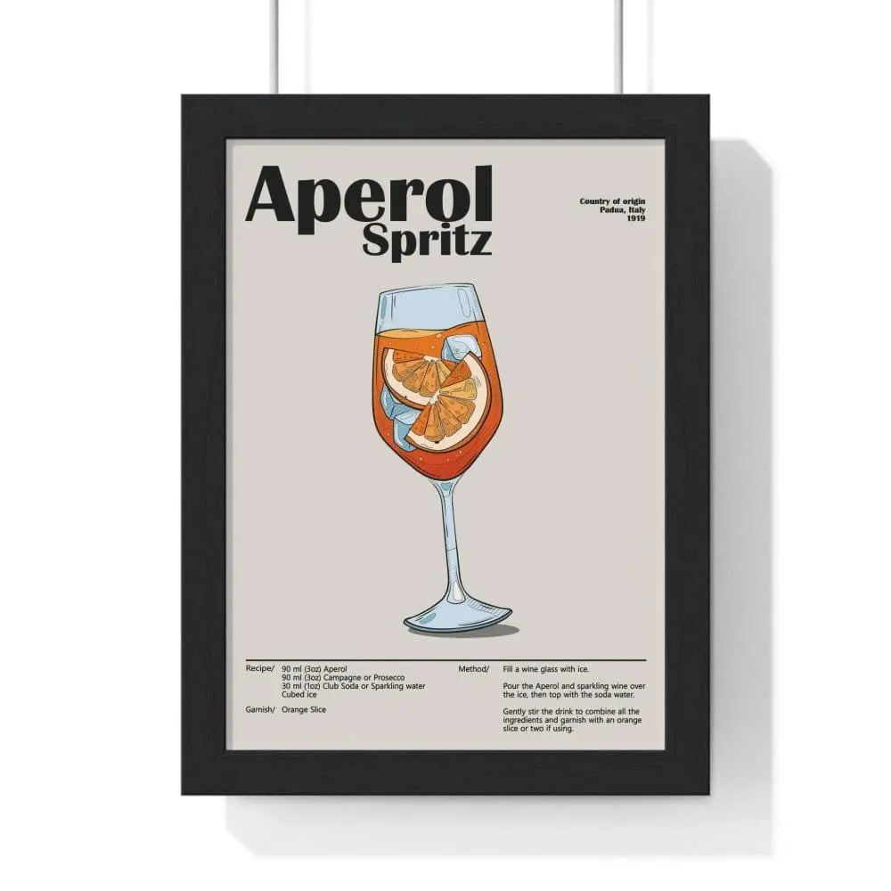 Aperol Spritz Cocktail Poster – Modern Bar Wall Art – Framed or Unframed