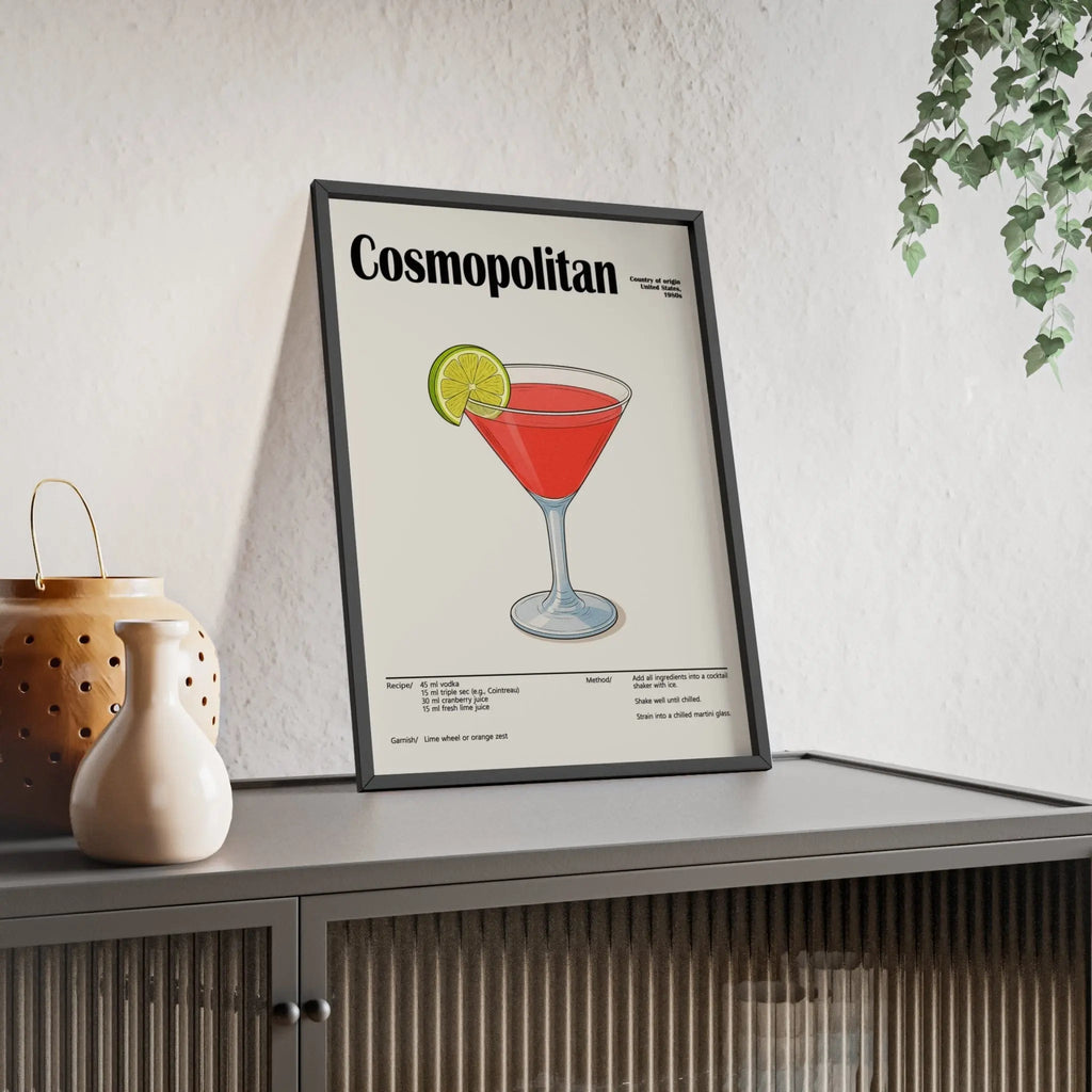 Cosmopolitan Cocktail Poster – Modern Bar Wall Art – Framed or Unframed