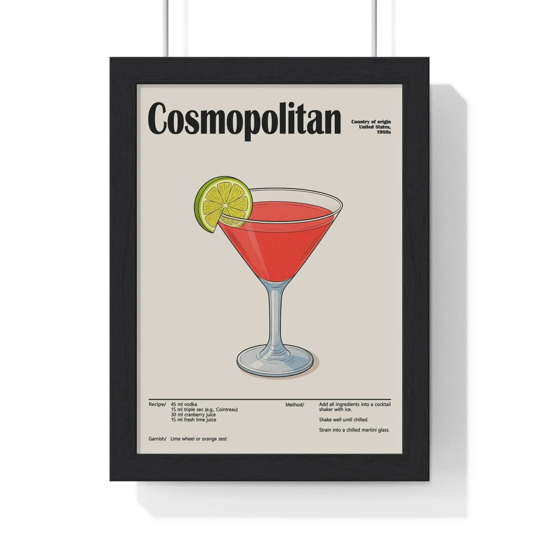 Cosmopolitan Cocktail Poster – Modern Bar Wall Art – Framed or Unframed