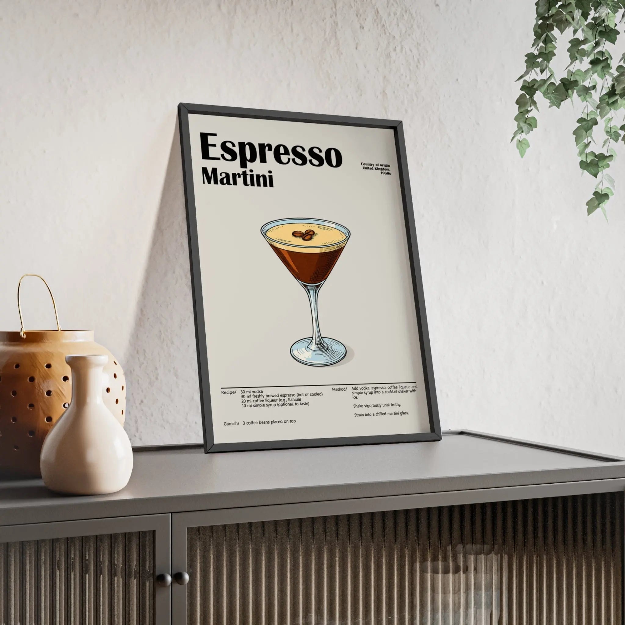 Espresso Martini Cocktail Poster – Modern Bar Wall Art – Framed or Unframed