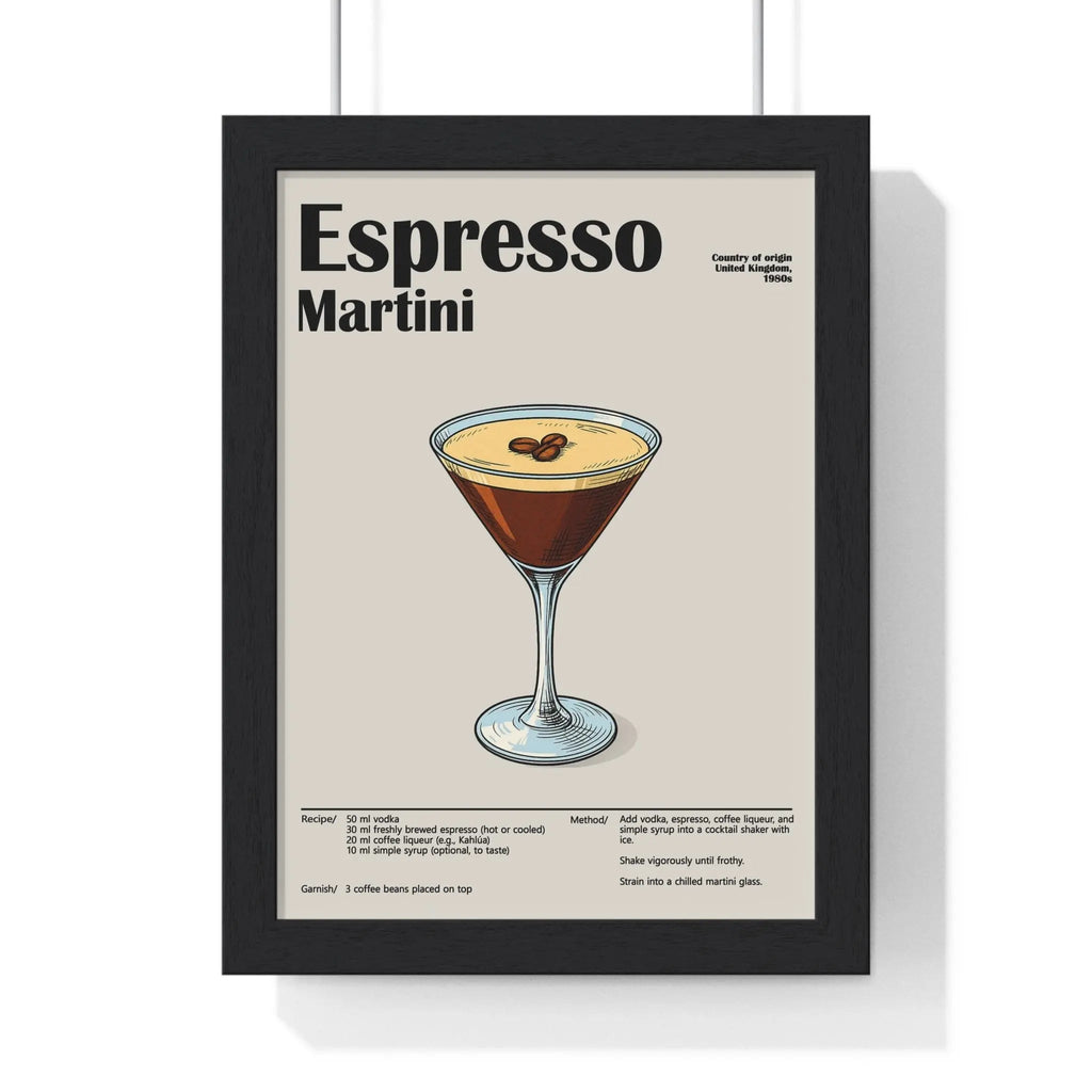 Espresso Martini Cocktail Poster – Modern Bar Wall Art – Framed or Unframed