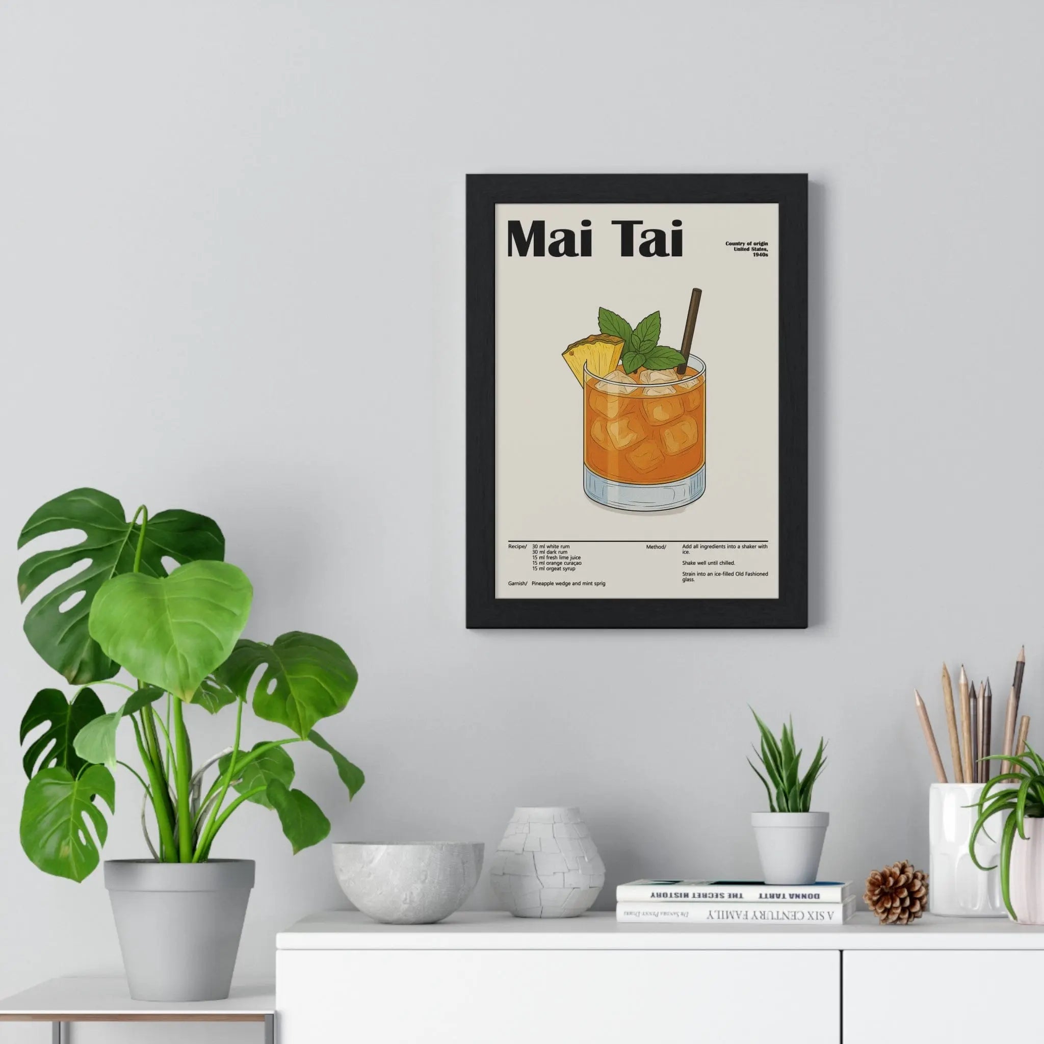 Mai Tai Cocktail Poster – Tropical Rum Drink Wall Art – Framed or Unframed