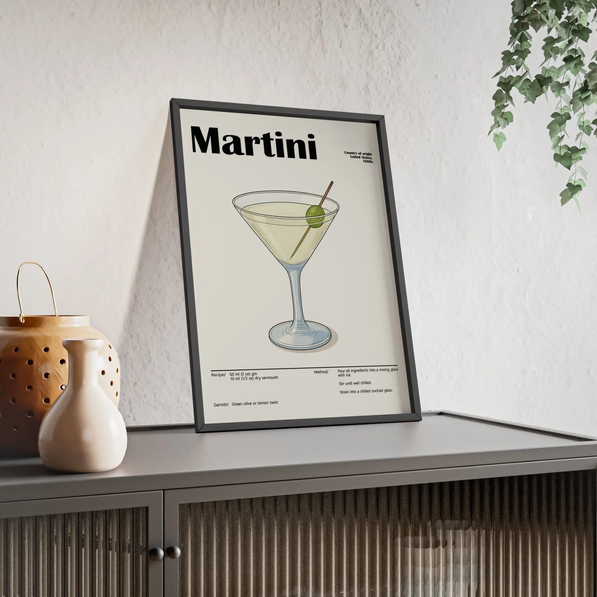 Martini Cocktail Poster – Timeless Gin Drink Wall Art – Framed or Unframed