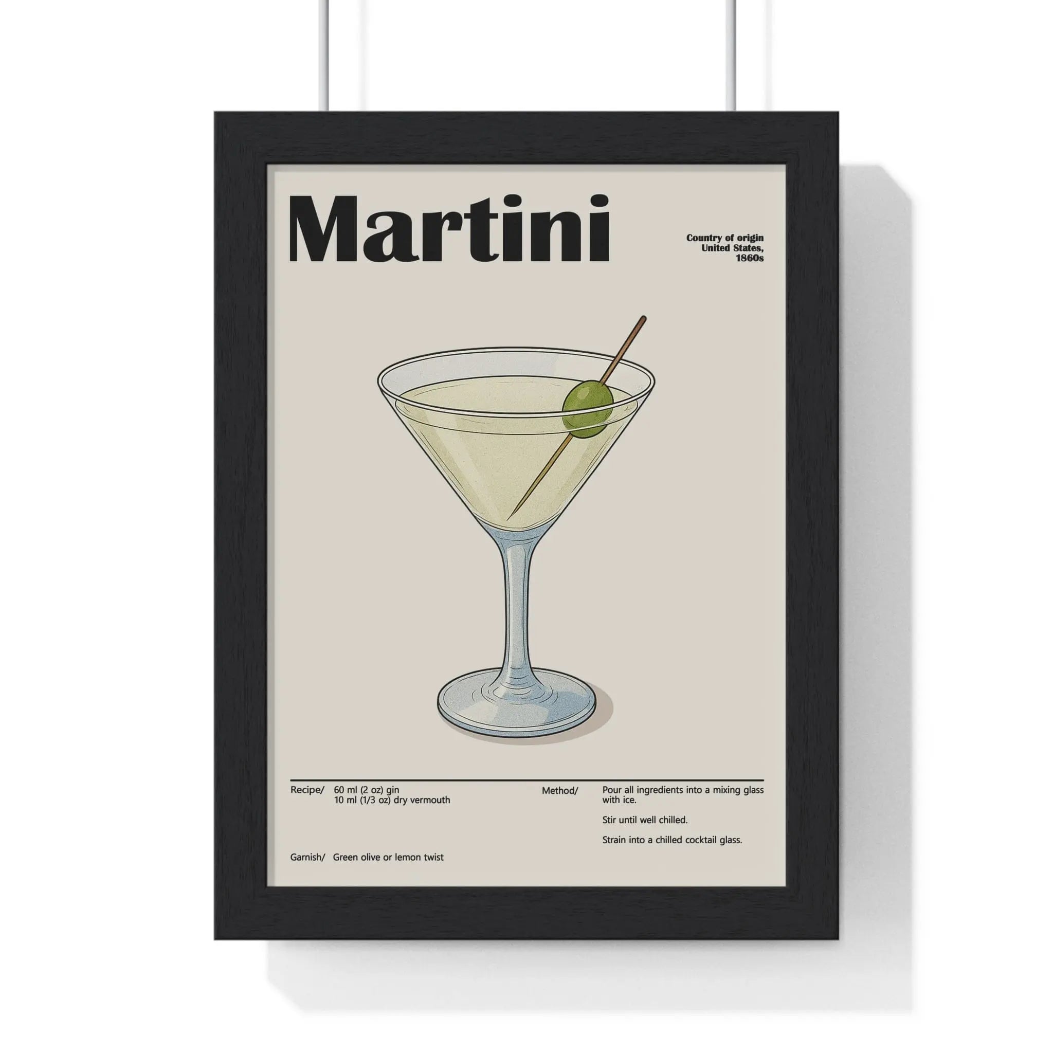 Martini Cocktail Poster – Timeless Gin Drink Wall Art – Framed or Unframed