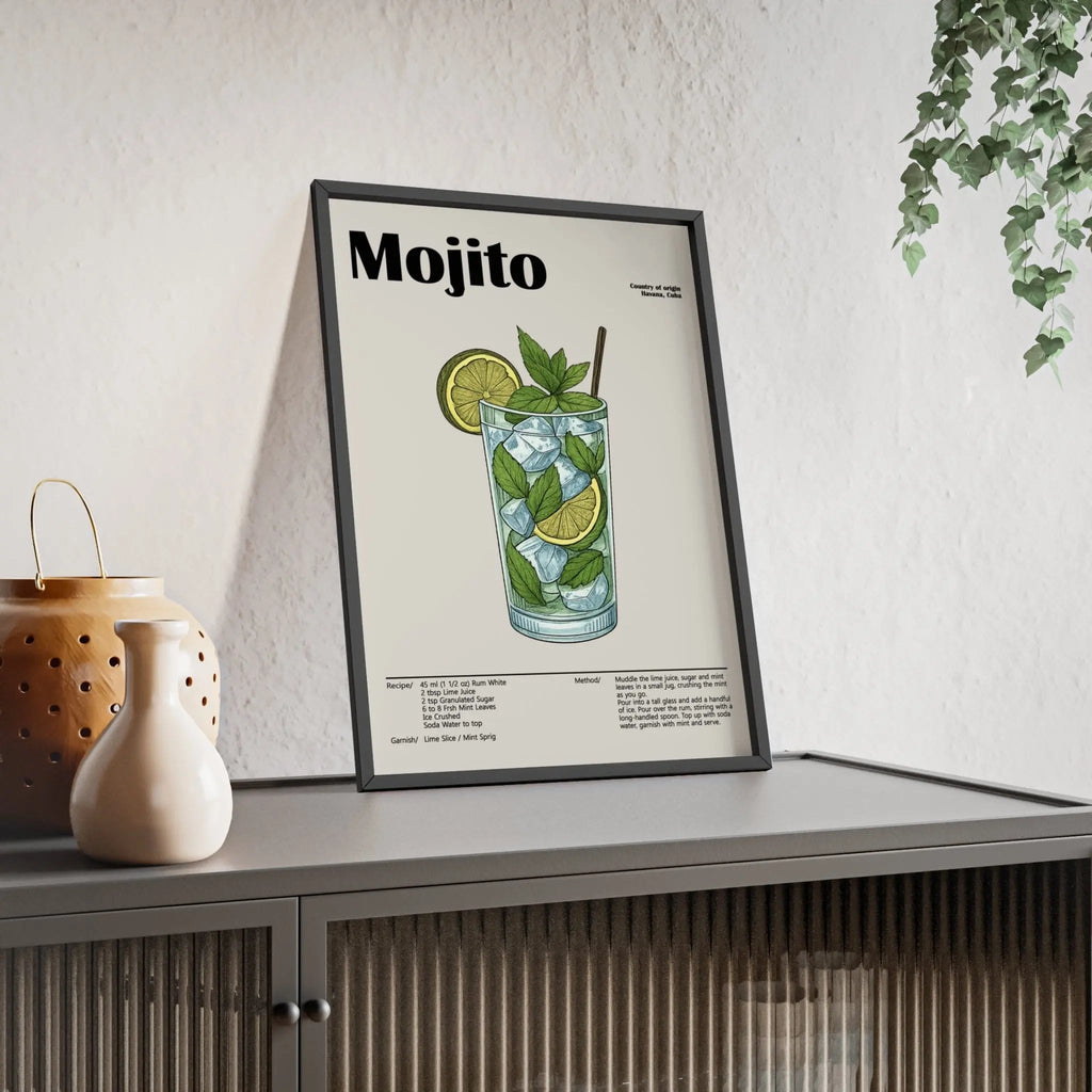 Mojito Cocktail Poster – Fresh Classic Drink Wall Art – Framed or Unframed