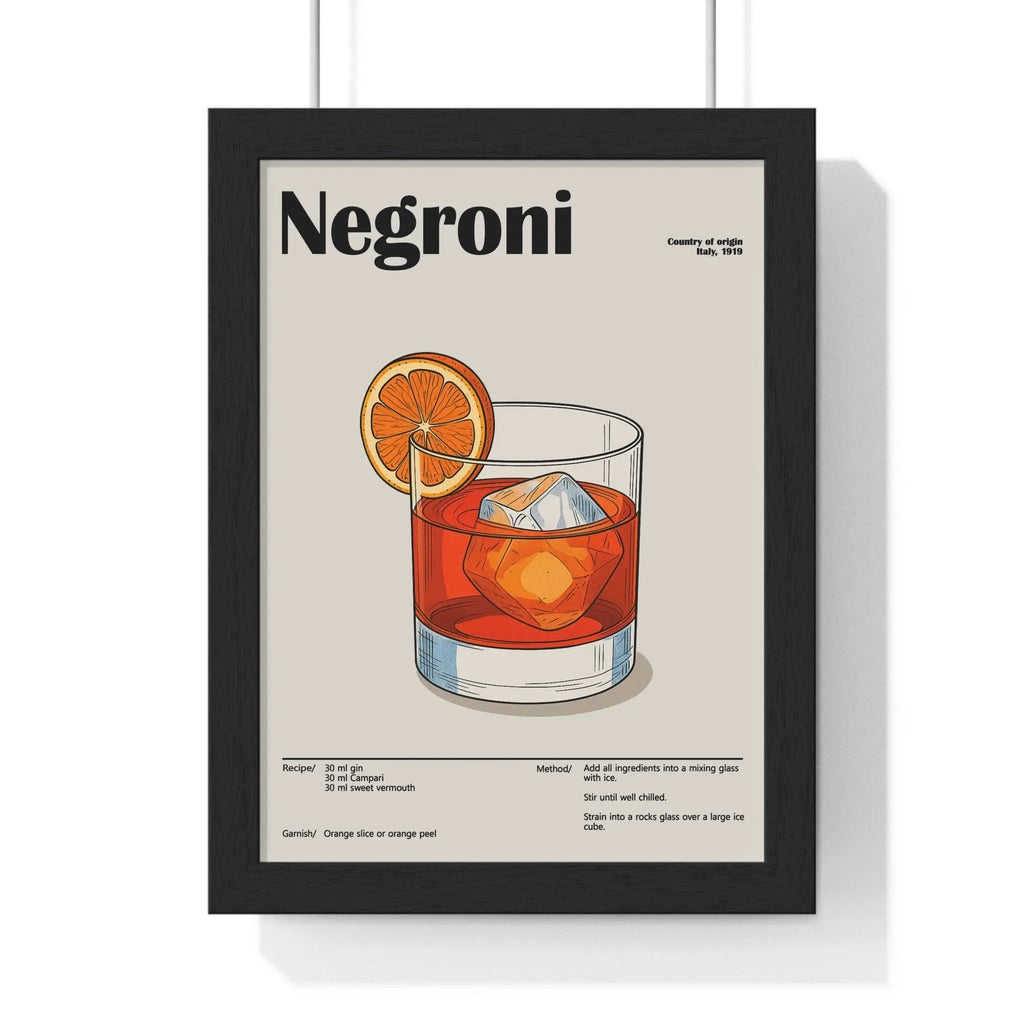 Negroni Cocktail Poster – Bold Italian Drink Wall Art – Framed or Unframed