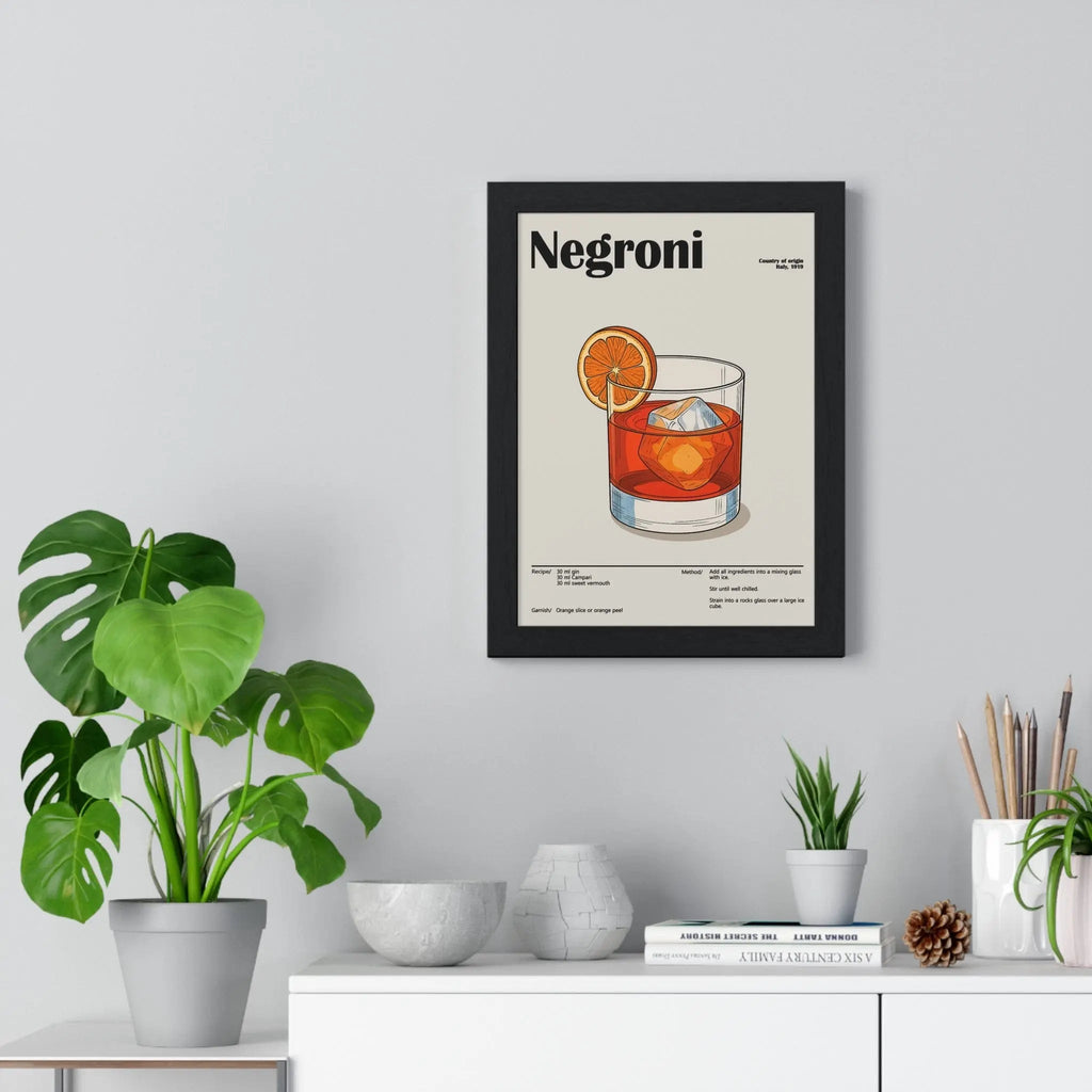 Negroni Cocktail Poster – Bold Italian Drink Wall Art – Framed or Unframed