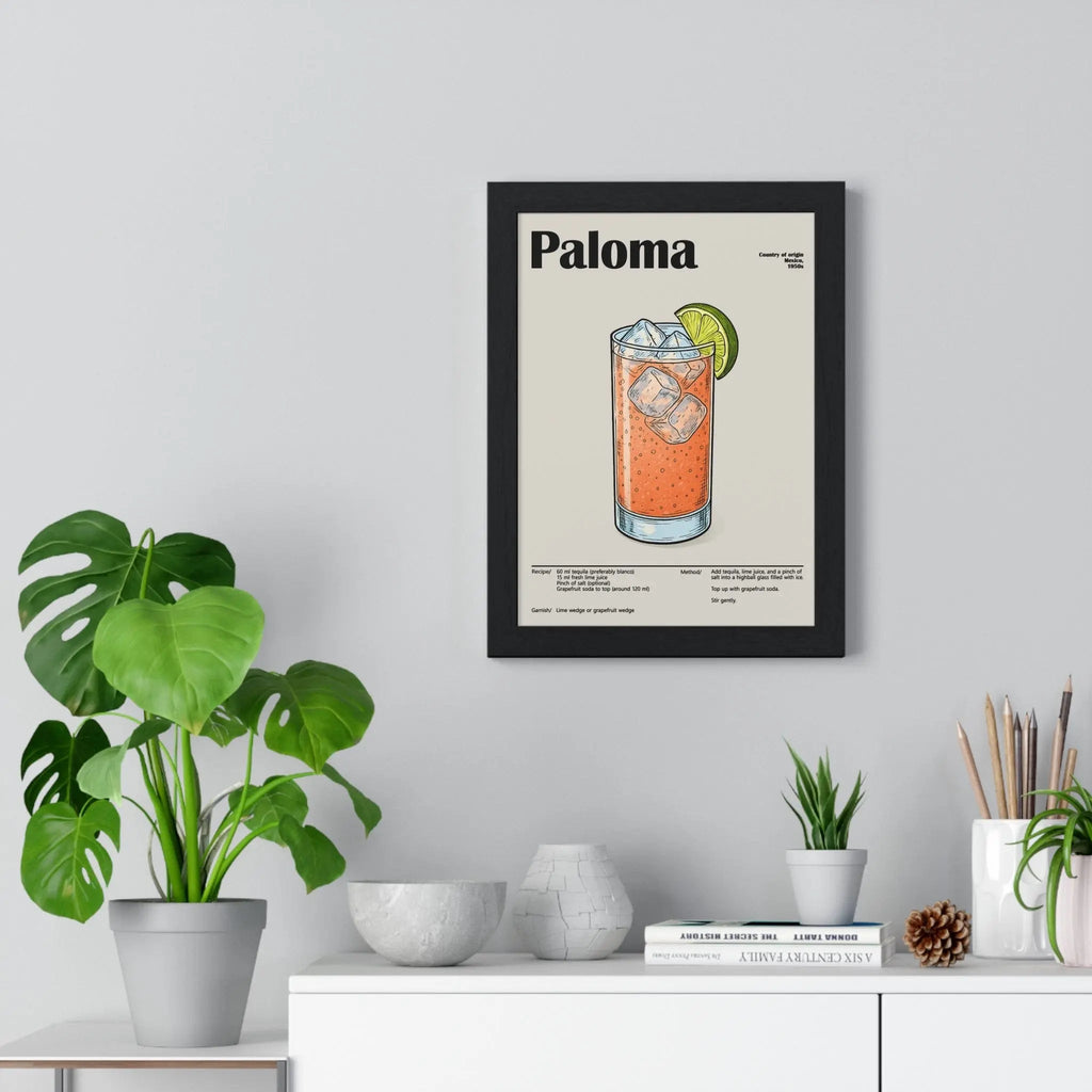 Paloma Cocktail Poster – Fresh Tequila Drink Wall Art – Framed or Unframed