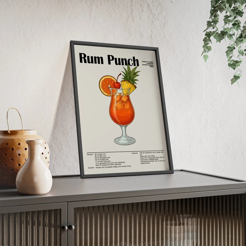 Rum Punch Cocktail Poster – Caribbean Classic Drink Art – Framed or Unframed