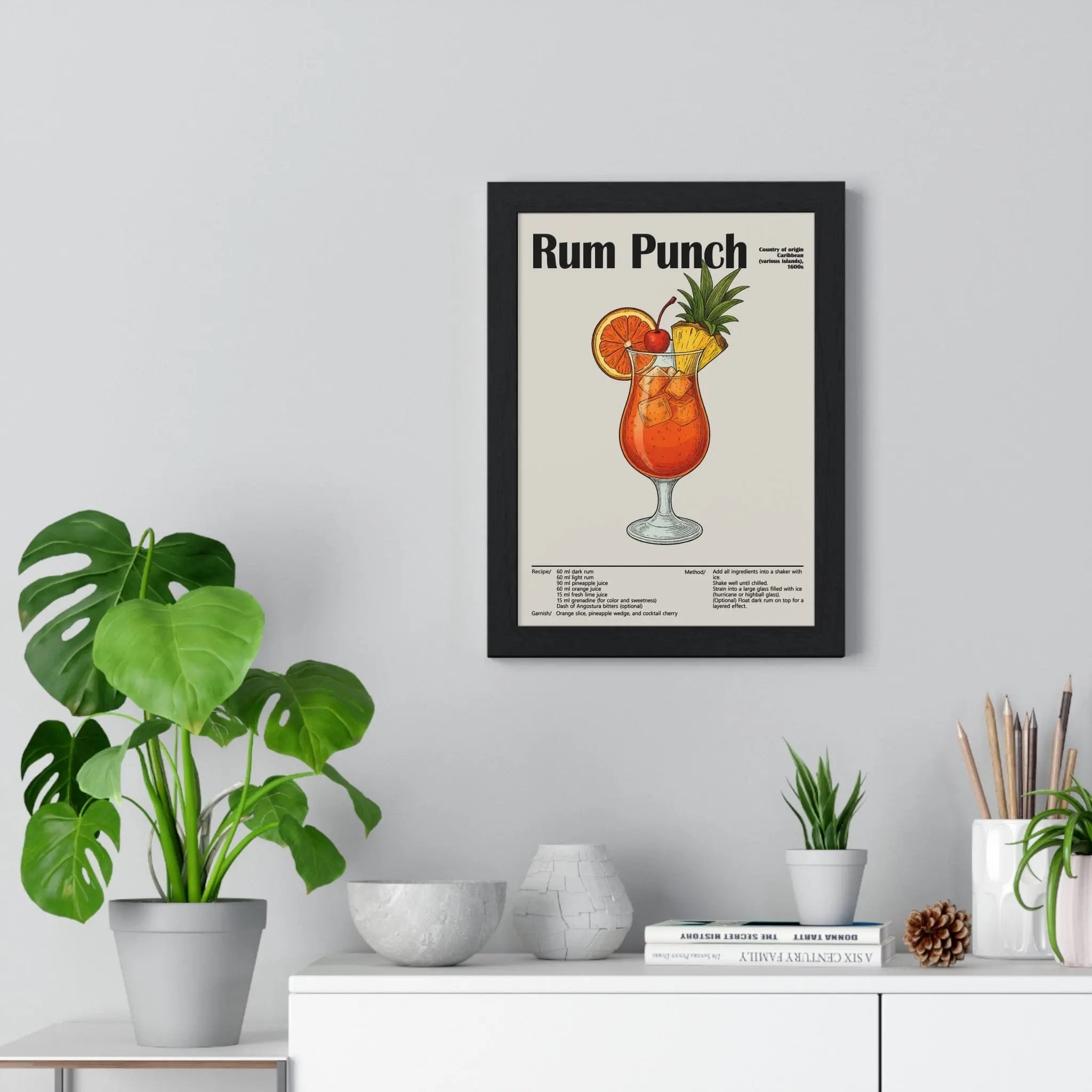 Rum Punch Cocktail Poster – Caribbean Classic Drink Art – Framed or Unframed
