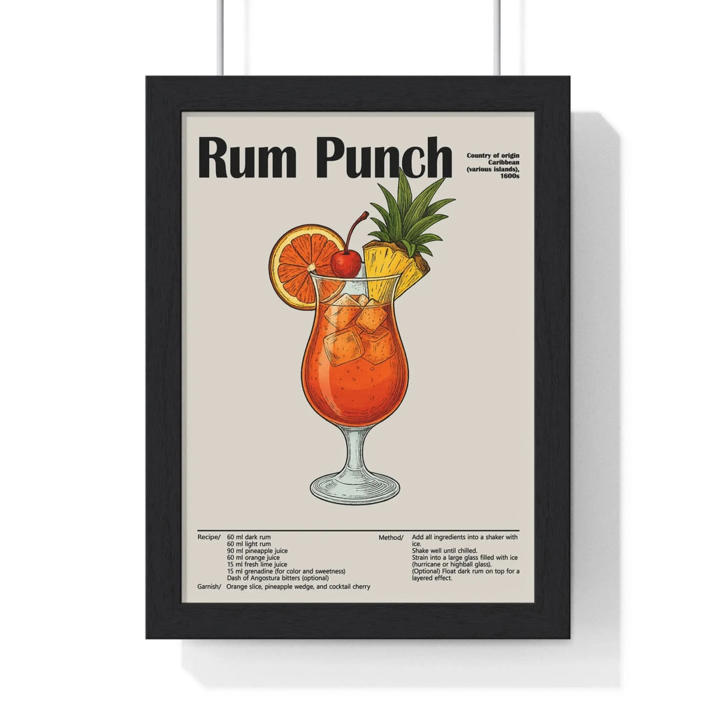 Rum Punch Cocktail Poster – Caribbean Classic Drink Art – Framed or Unframed