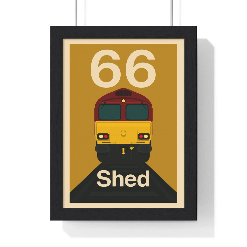 Class 66 Shed Train Poster – EWS Locomotive Wall Art for Railway Fans